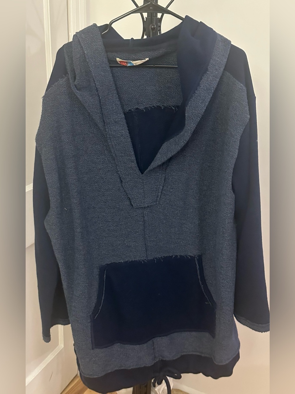 Free People Navy Blue Hooded Swim Coverup Size Large